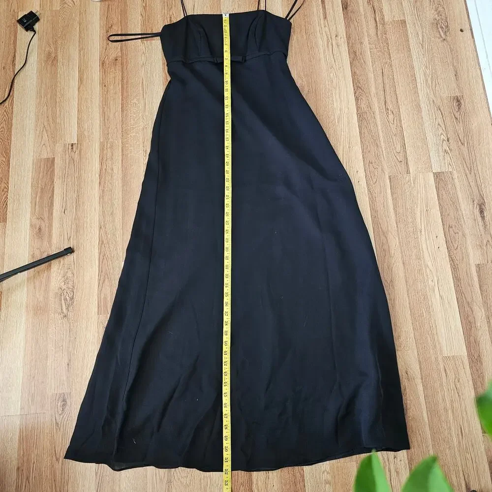 Priscilla of Boston Black Spaghetti Straps Bow Detail Formal Dress Homecomig VTG - Picture 7 of 8